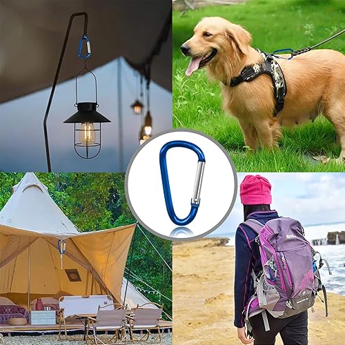 Miniatura 4 de 30 clips de mosquetón de aluminio, 2 pulgadas en forma de D, mosquetón con 30 ganchos para llavero