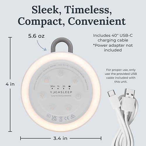 Miniatura 6 de Yogasleep Hushh 2 - Máquina de sonido portátil para bebés y niños, nuevo clip reforzado, botones retroiluminados, luz nocturna, 6 sonidos naturales