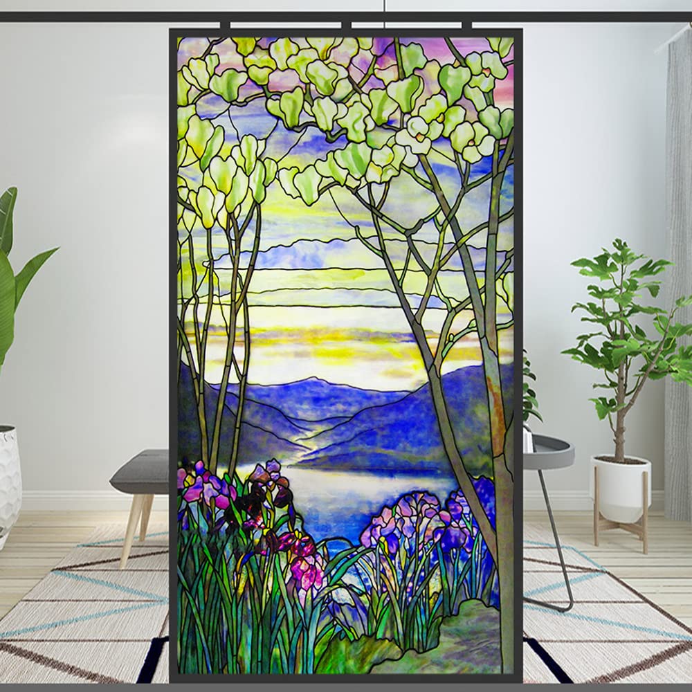 Privacy Windows Film European Church Style Stained Glass Static Cling Decorative Frosted Window Stickers (Pattern 3,19.7"x31.5"(50x80cm)) — image 1