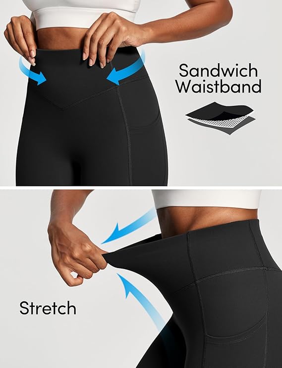 IUGA Butt Lifting Leggings for Women Tummy Control Workout Legging with Pockets No Front Seam Compression Yoga Pants Gym