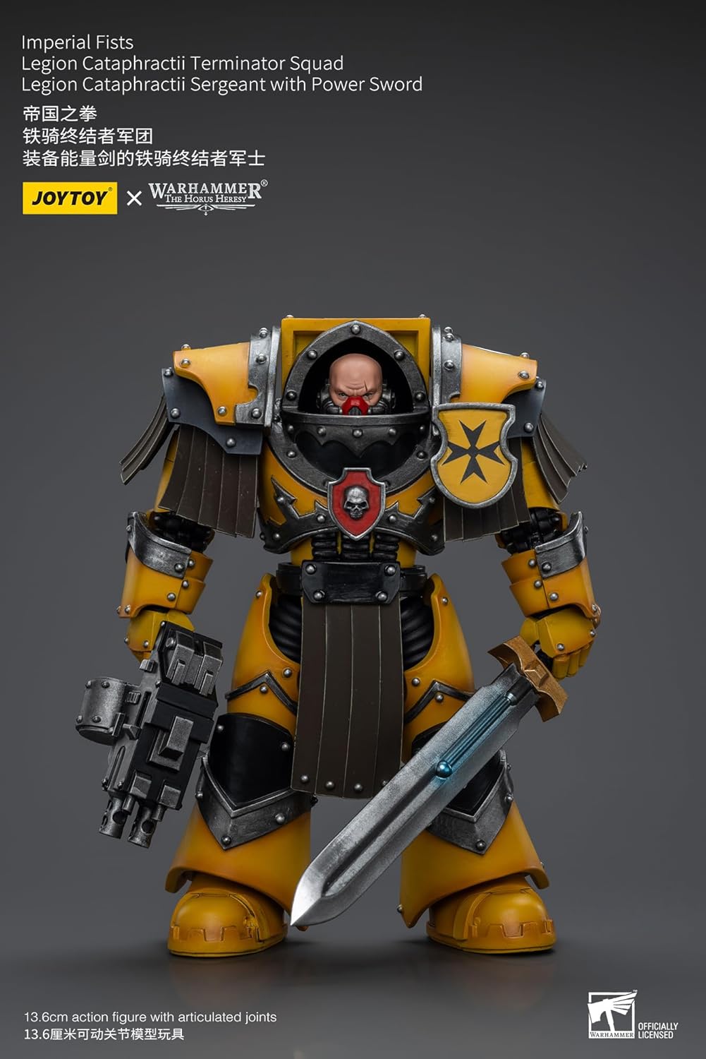 Warhammer 40K: Imperial Fists Legion Cataphractii Terminator Squad Legion Cataphractii Sergeant with Power Sword 1:18 Scale Figure