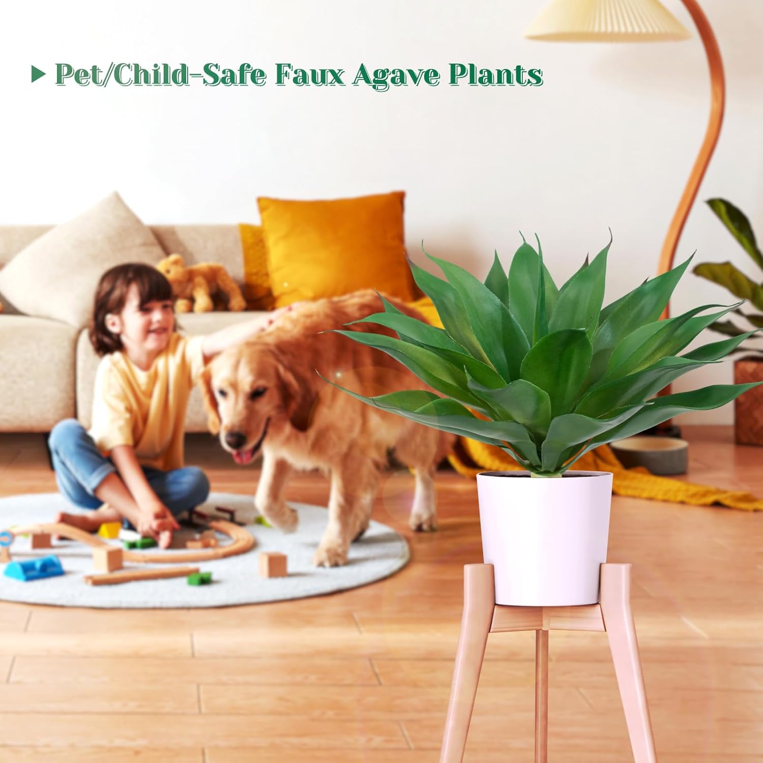 2 Pack Fake Agave Plants 18 Inch Large Artificial Succulents Realistic UV Resistant Faux Aesthetic Plants for Outdoor Decoration Tropical Plant Home Garden Front Porch Decor - 21Leaves, Dark Green