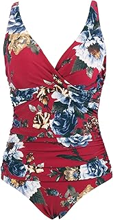 Traje de baño de una pieza con escote en V, para mujer, traje de baño push-up de cintura alta