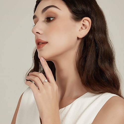 Miniatura 5 de SHINYSO Anillo de boda chapado en oro de 14 quilates para mujer, anillos finos y apilables, ópalo delicado con circonita cúbica, anillo