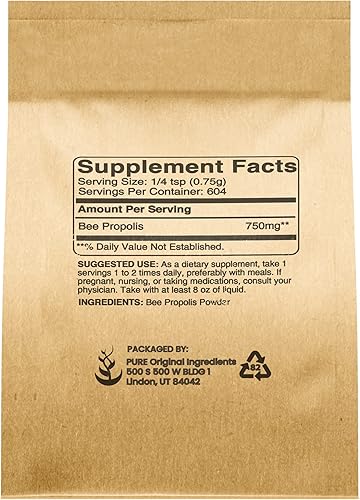 Miniatura 2 de PURE ORIGINAL INGREDIENTS Polvo de propóleo de abeja (1 libra), sin rellenos, verificado en laboratorio, siempre puro