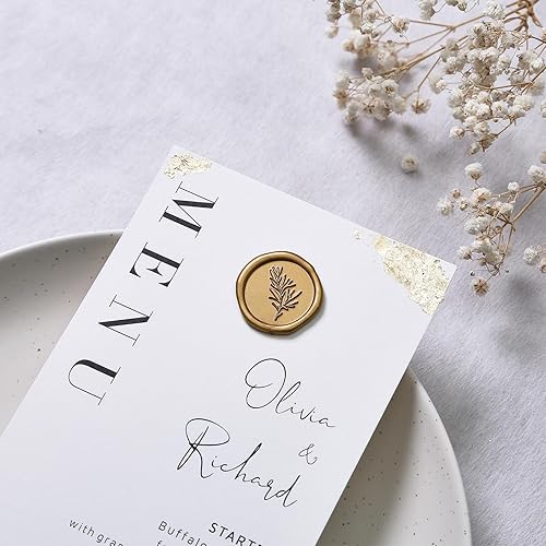 Miniatura 5 de UNIQOOO Calcomanías de sello de cera, calcomanías de sello de invitación de boda de romero, 100 calcomanías autoadhesivas de color gris pardo,