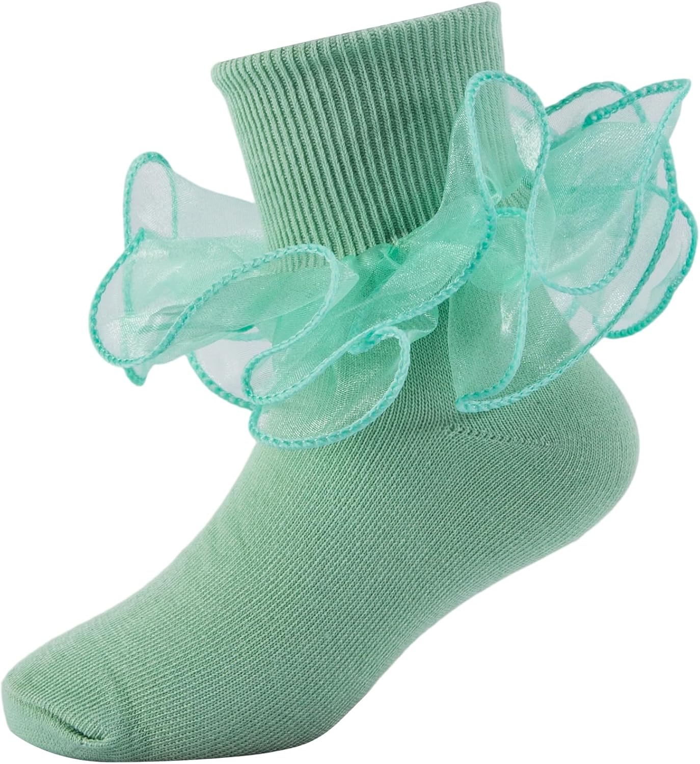 Girls Ruffle Socks Toddler Girl Frilly Dress Socks Double Lace Big Ruffles Fold Over Church Fancy Sock for Baby Kids