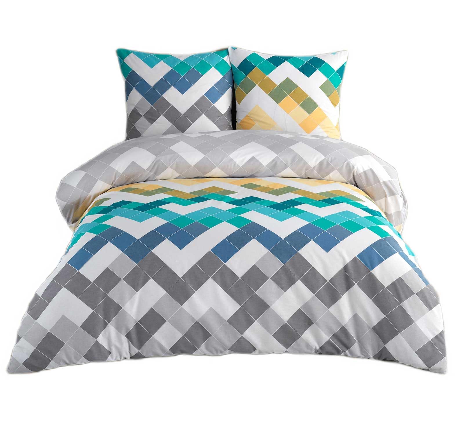 Buymax® Ropa de cama de 200 x 200 cm, 100% algodón, 3 piezas, juego de ropa de cama de 200 x 200 cm con 2 fundas de almohada de 80 x 80 cm, certificado Öko-Tex Renforcé, juego de funda nórdica con
