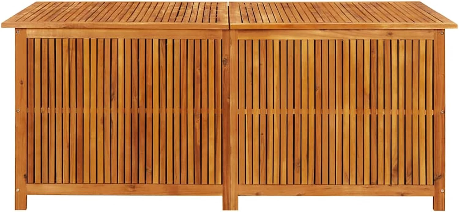 Gecheer Wooden Garden Storage Box Durable Cushion Pillow Organizer for Outdoor Indoor Use 175x80x75 cm Acacia Wood