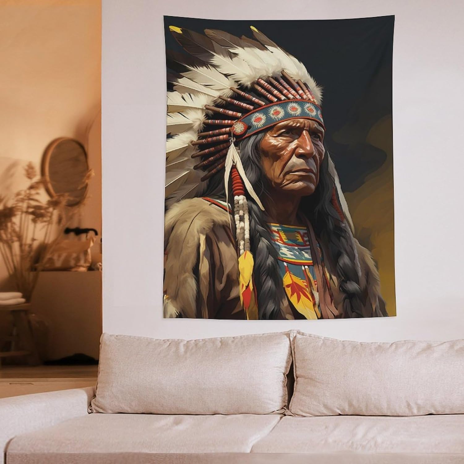 Native American The Old Chief Tapestry Wall Hanging Decor Wall Art Posters Tapestries for Bedroom Dorm Living Room 60"x80"