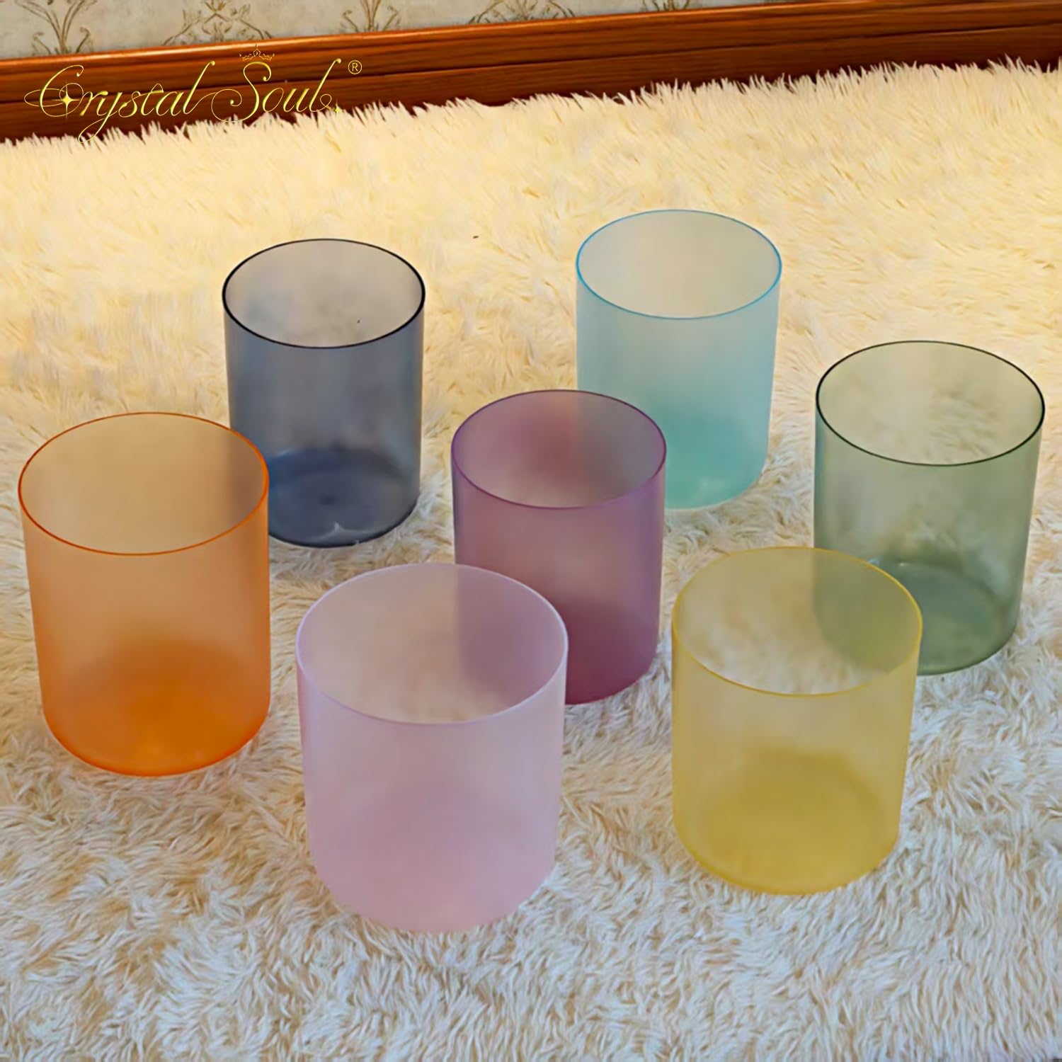 Crystal Soul - Campana tibetana in cristallo trasparente opaco, 14-17 cm, 432 Hz