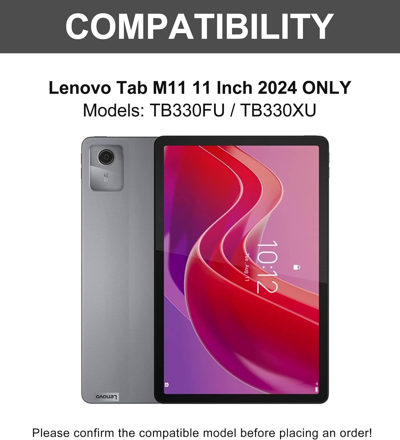 Backlit Keyboard Case for Lenovo Tab M11 11 Inch 2024, Lenovo Bluetooth M11 Tablet Case Keyboard with Pen Holder, Smart Folio Cover with 7-Color Backlight Keypad for Tab TB330FU/TB330XU, Lavender