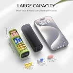 KOVIUU Organisateur hebdomadaire de pilules 3 Times par jour, grand quotidien Pill Box Case 7 Jours, Porte-conteneur de médecine de voyage avec compartiments séparés, Distributeur de vitamine pour les médicaments et suppléments, Noir