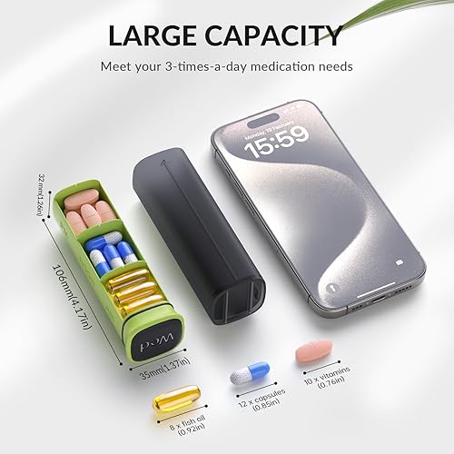 Miniatura 5 de KOVIUU Organizador semanal de pastillas 3 veces al día, estuche de píldoras desmontable de 7 días, estuche de píldoras grande 3 veces al día,