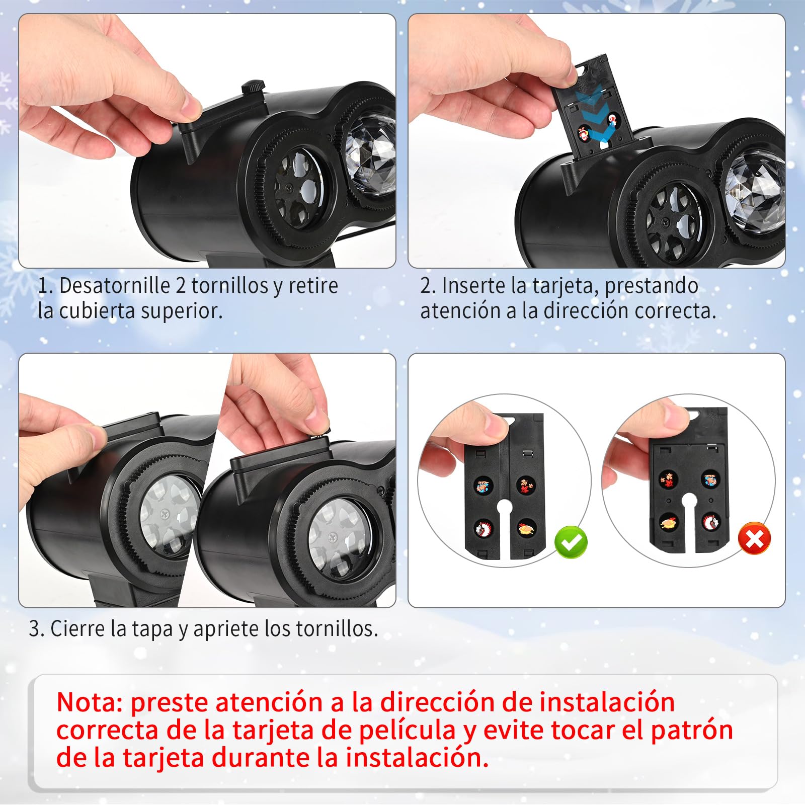 Proyector Navidad Exterior y Interior, Decoración Proyector Luces Navidad Exterior Fachada con Control Remoto, 16 Diapositivas de Patrones y 10 Efectos de Olas, Impermeable