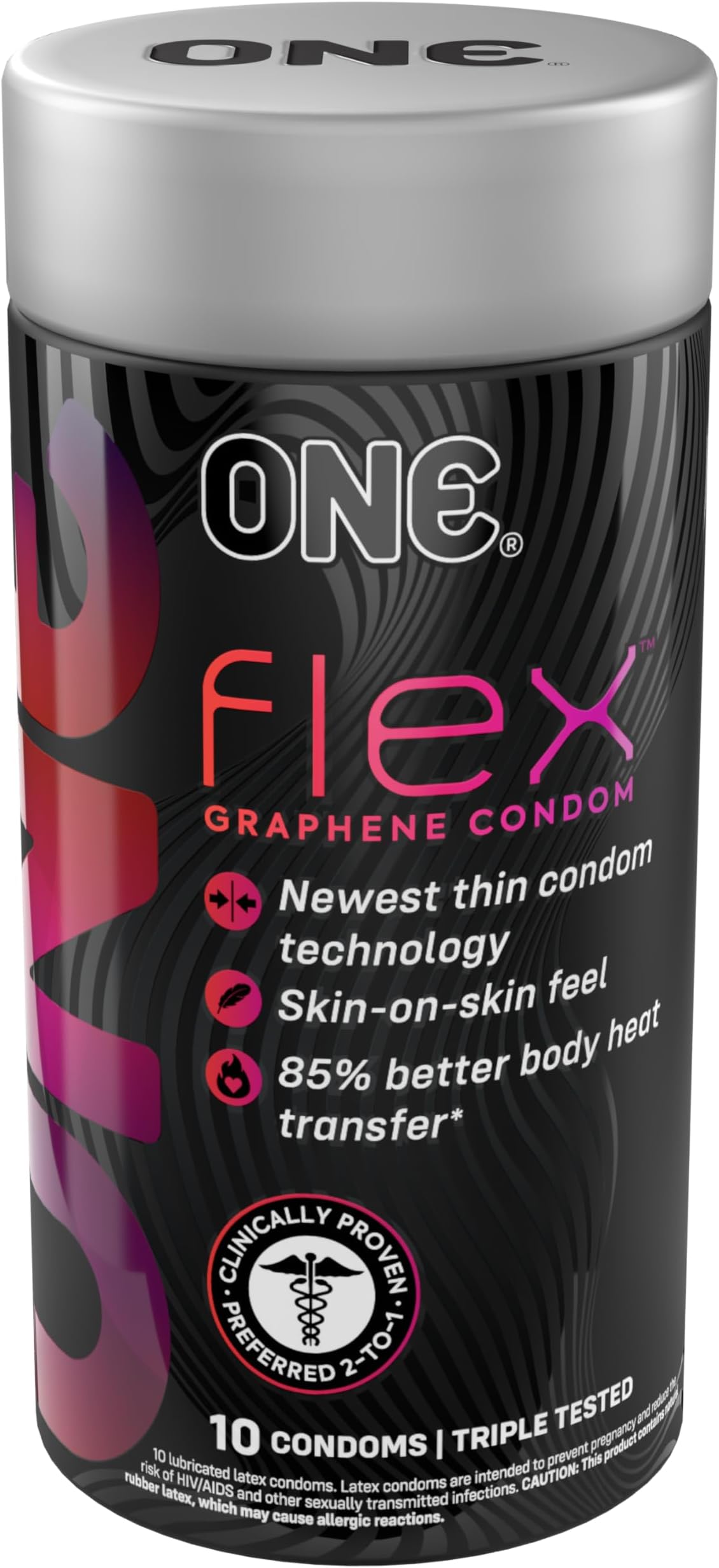 ONE® Flex™ Condoms︱ Next Generation Condoms Enhanced with Graphene, The World's Thinnest & Strongest Material︱Advanced Sensation︱ Ultra Thin, Flexible, Strong︱Nontoxic, Vegan, Non-GMO︱10 Count