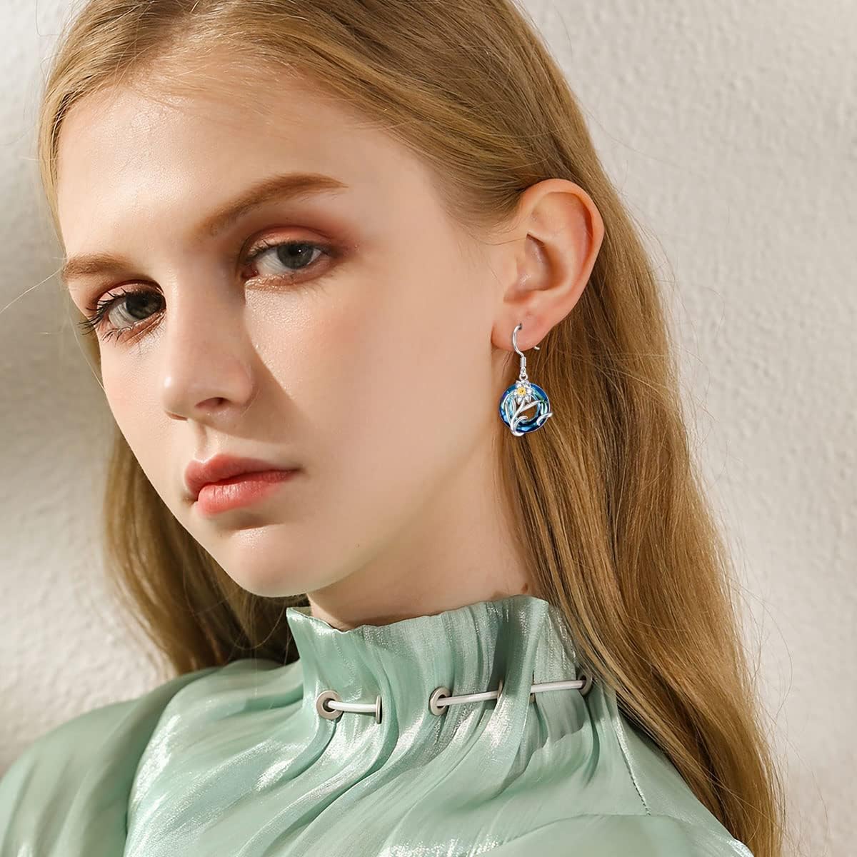 TOUPOP Birth Flower Earrings 925 Sterling Silver Month Floral Earrings Birthstone Crystal Jewelry Birthday Gifts for Women Wife Mom