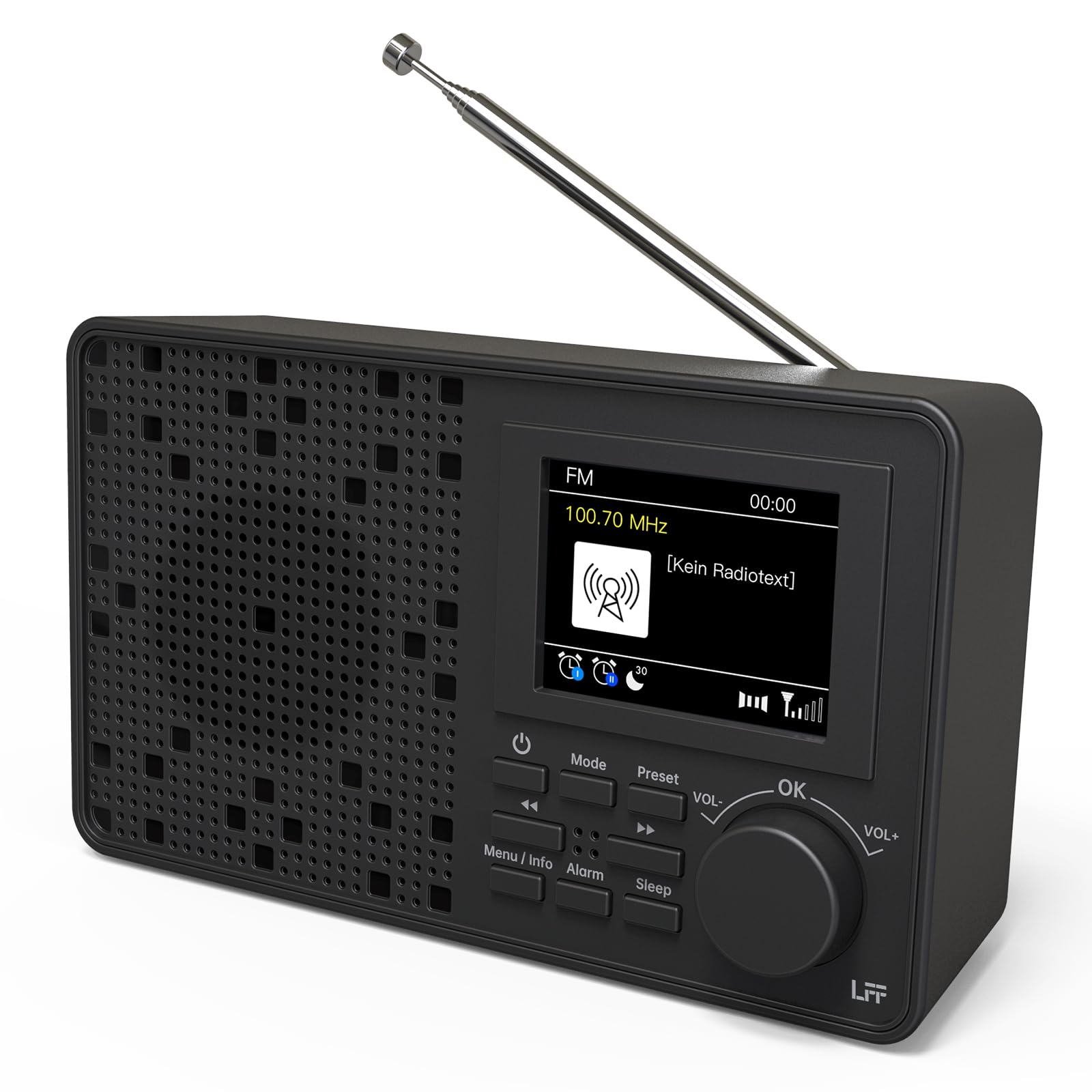 DAB Radio, LFF DAB Plus Radio, Dab Digitalradio, Digital Radios mit Bluetooth, Kleines Radios mit Netzstecker, Küchenradio Dab+ Batteriebetrieben UKW, 2,4" Farbdisplay Schwarz