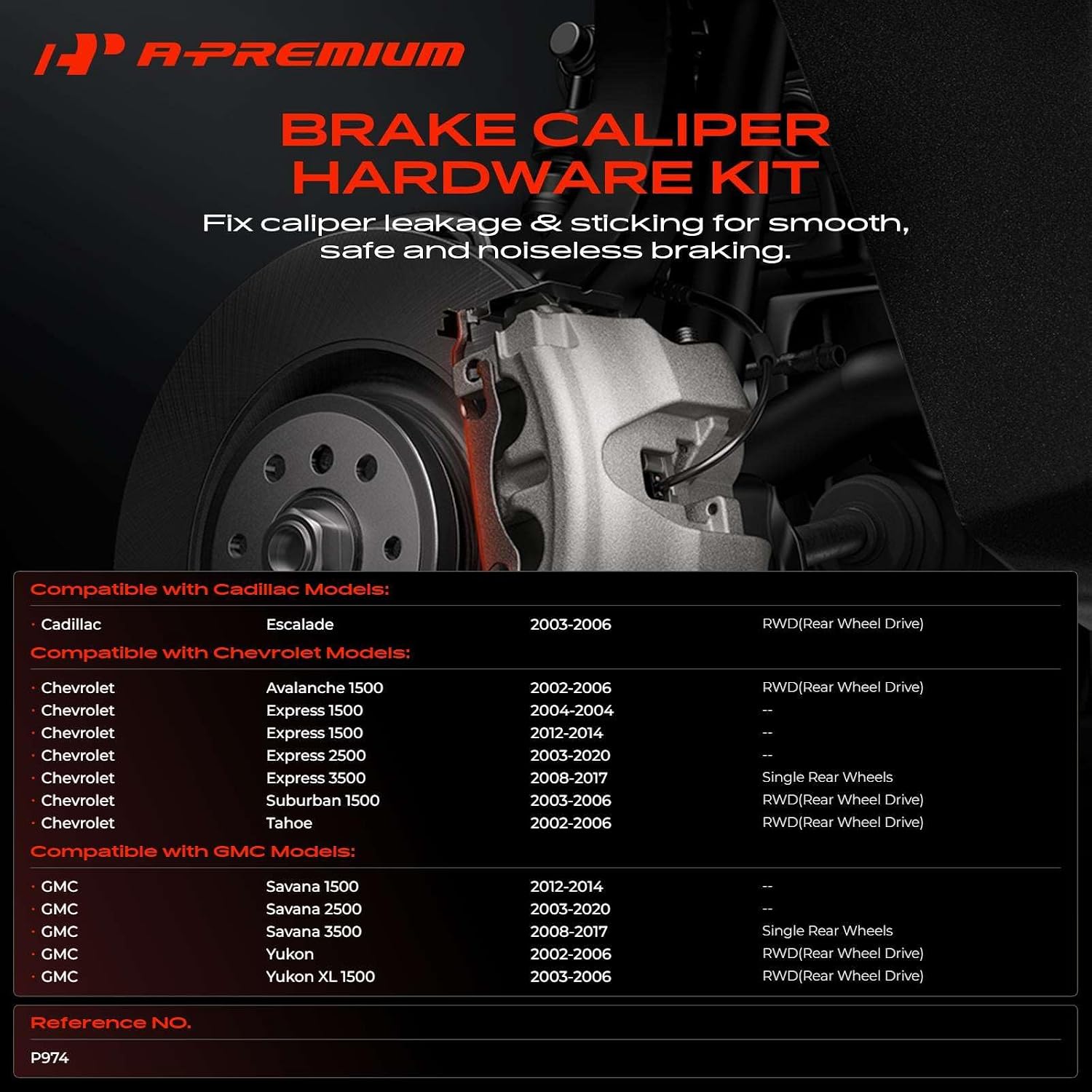 A-Premium Rear Disc Brake Hardware Kit image 2