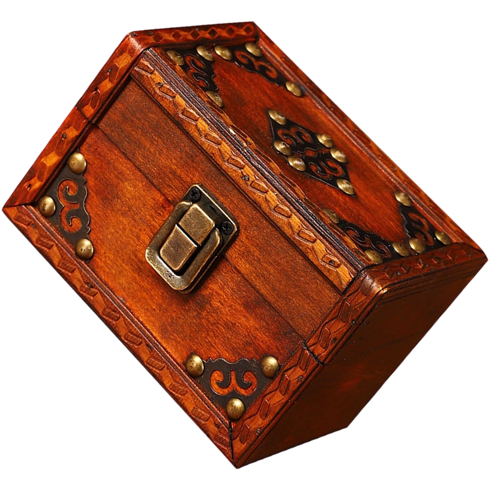 carotoe Decorative Wood Keepsakes Chest for Jewelry Photos Coin Storage Multipurpose Desktop Organizers Antique Jewelry Storage Box