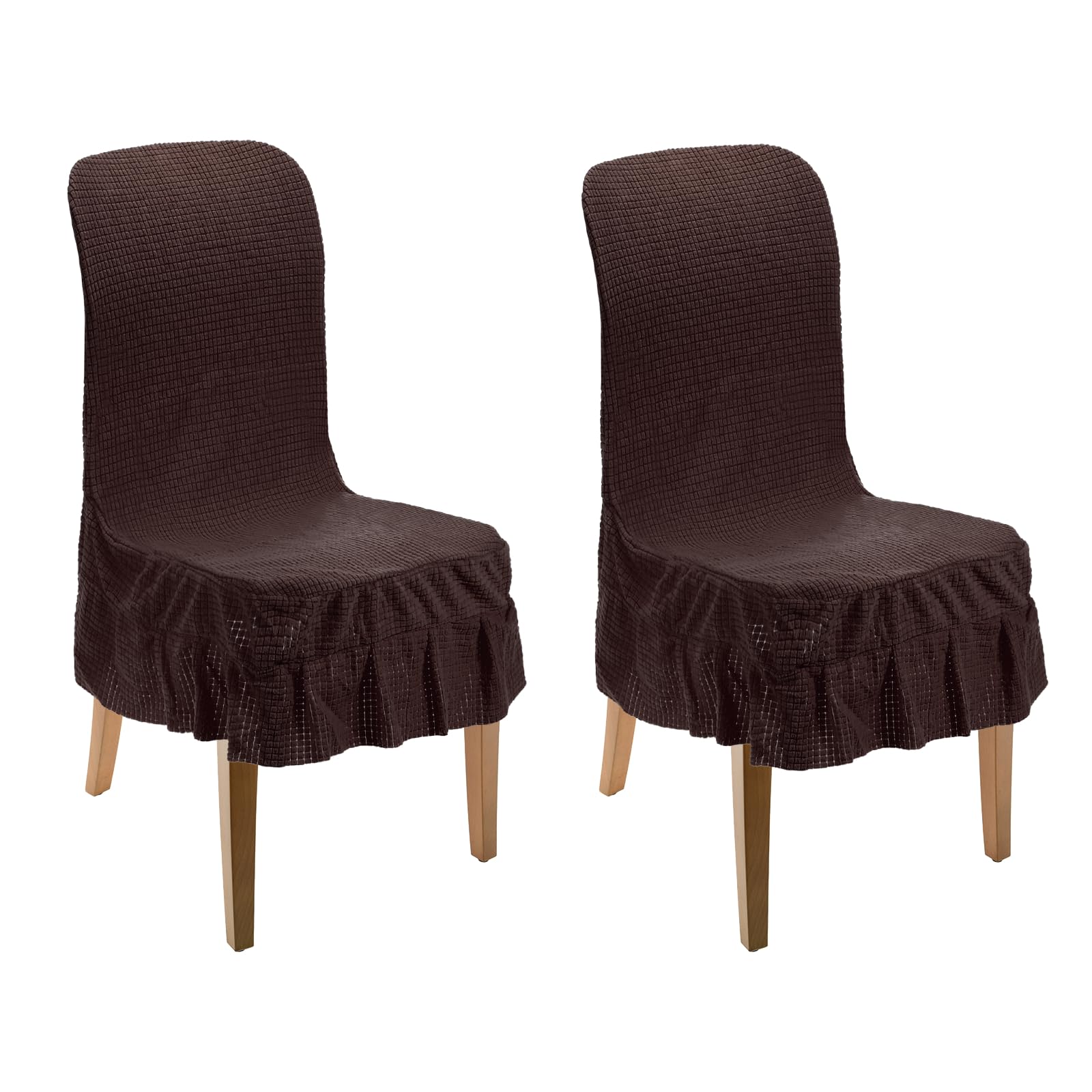 Housse de chaise de salle à manger Parson avec jupe - Lot de 2 protections extensibles