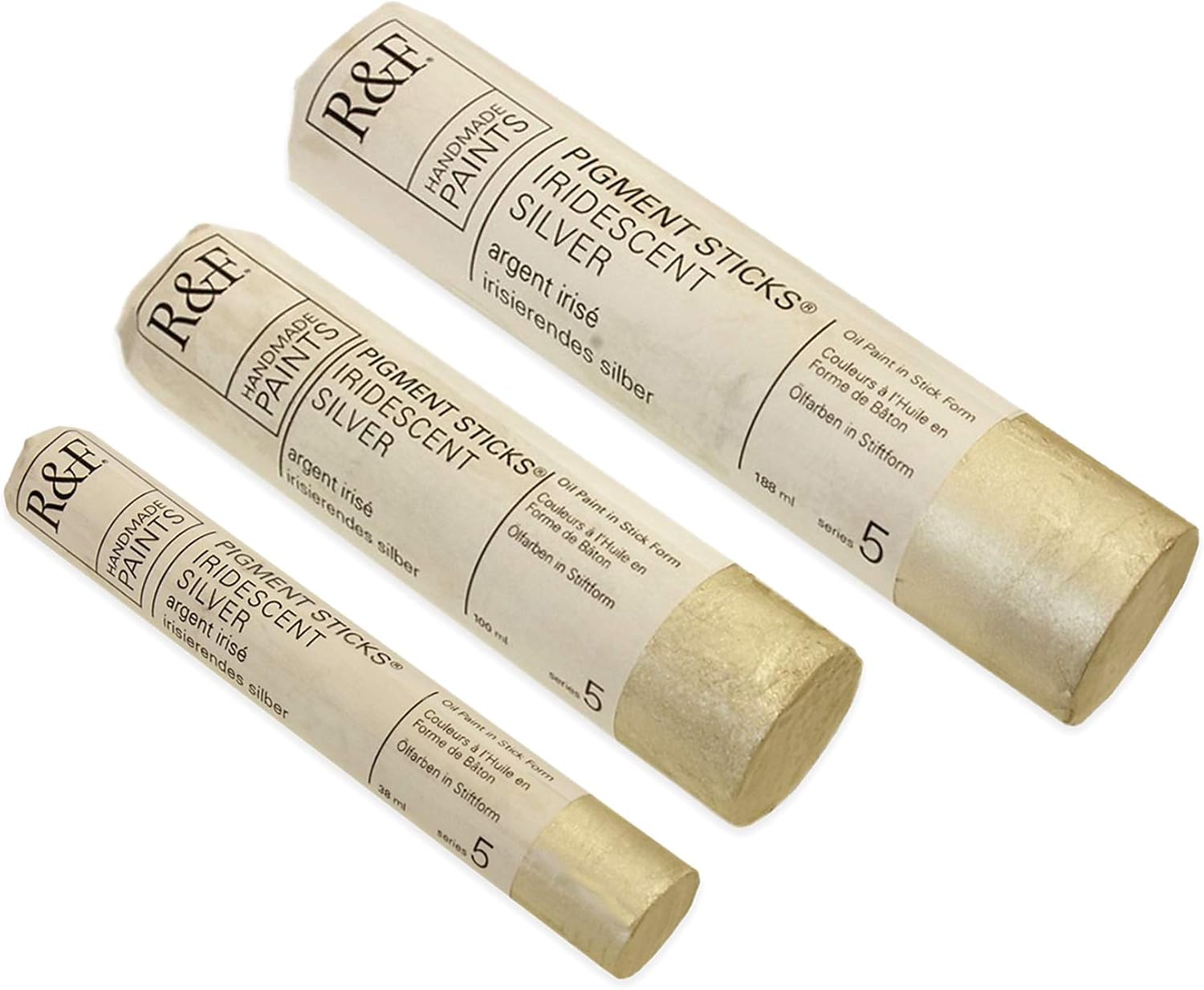 R&F Handmade Paints - Professional Oil Pigment Stick, Iridescent Silver, 100 ml