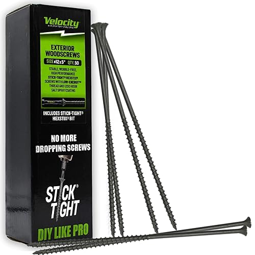 VVelocity - Tornillos para madera de 5 pulgadas de largo para exteriores, puntas Torx T25 (talla #12), juego de tornillos de madera largos