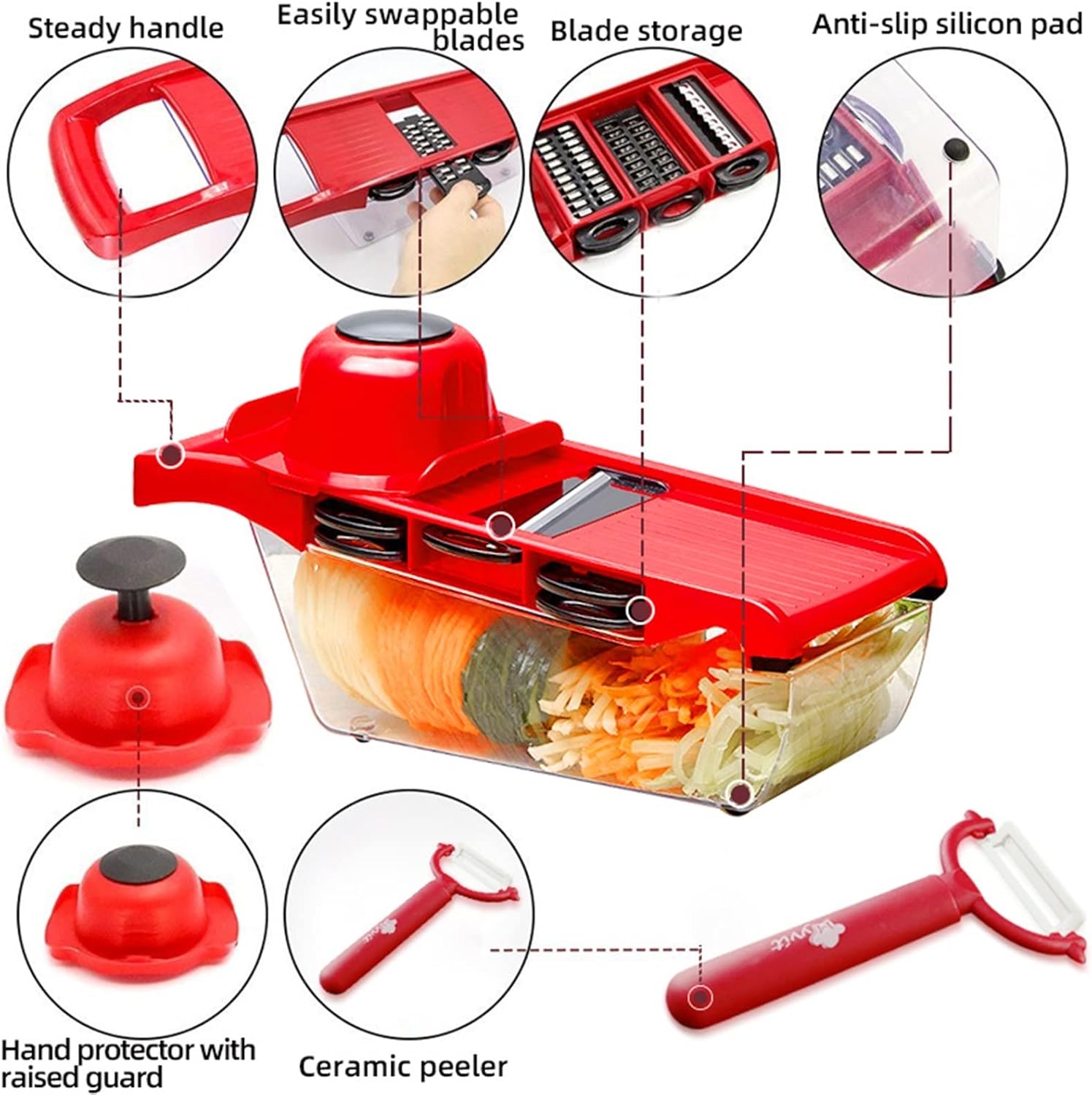 Mandolines Vegetable Cutter Grater for Vegetables Slicers Shredders Multi Slicer Peeler Carrot Fruit 6 in 1 Gadgets Cutting Tools