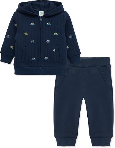 Little Me Clothes for Baby Boys' Dino 2-Piece Hoodie Set, Blue, 12 Months