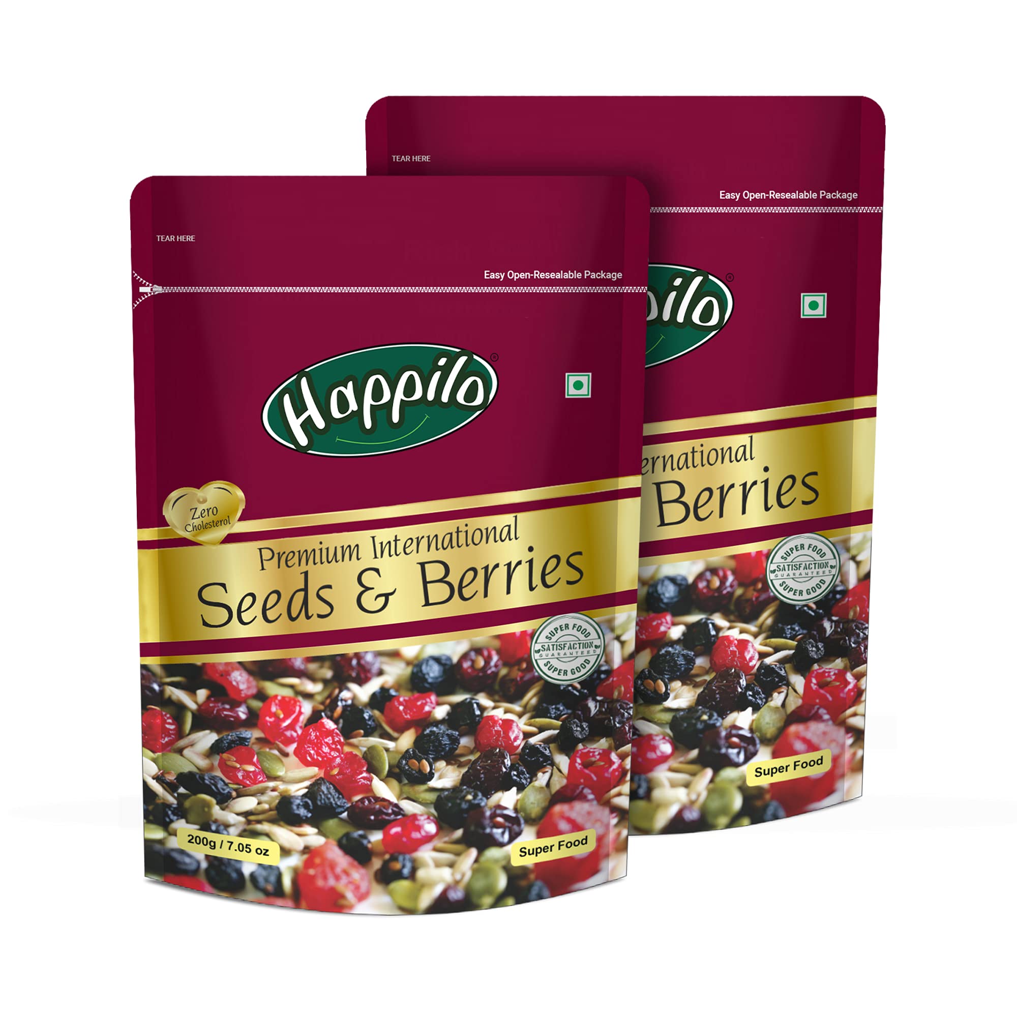 Happilo Premium International Seeds & Berries Mix 200 g (Pack of 2) | Contains Healthy Seeds & Dried Berries | Low in Calories, High in Nutrients | Morning Snack (B077HKQLCD) Amazon Price History, Amazon Price Tracker