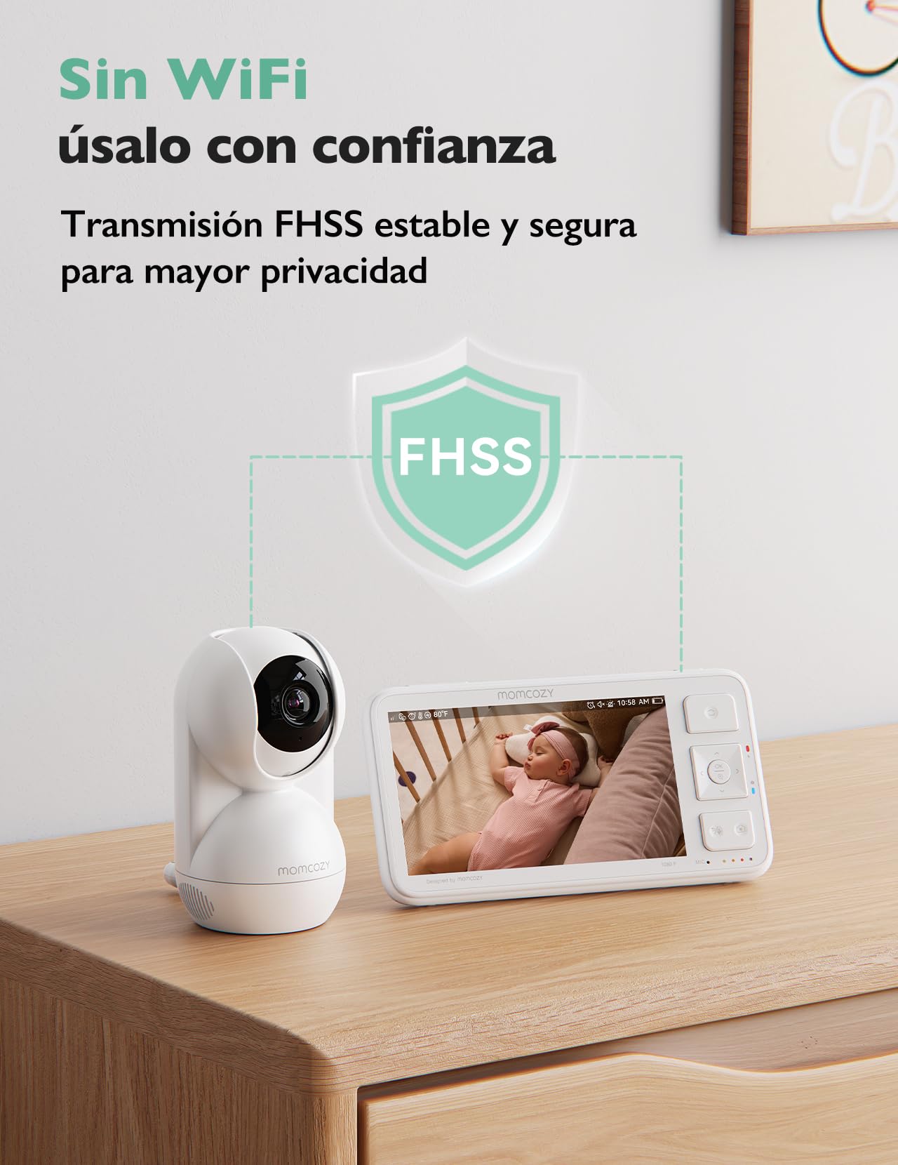 momcozy BM03 Vigilabebes con Camara sin WiFi con Alcance de 500m, 5.5" 1080P FHD Monitor Bebe de 120 Horas, Camara Vigilancia Bebe con Visión Nocturna, Audio Bidireccional, VOX, Grabación Local