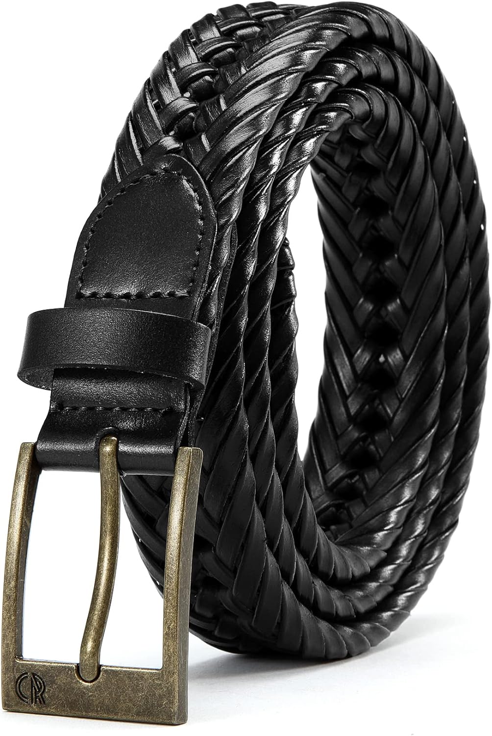 CHAOREN Leather Braided Belts for Men - 1 1/8" Mens Casual Woven Leather Belt for Dress Pant