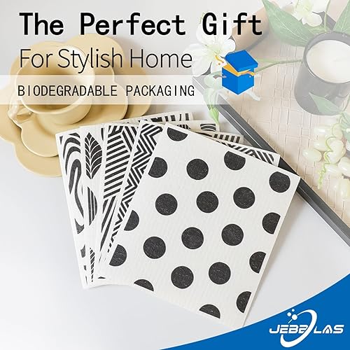 Miniatura 7 de JEBBLAS Paños de cocina suecos reutilizables para cocina, toallas de papel reutilizables de celulosa, toallas suecas lavables, sin olor,