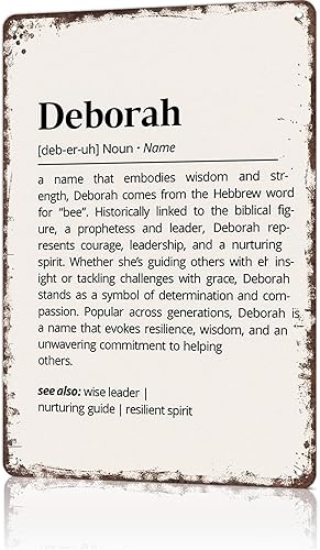 FANPOK Funny Vintage Metal Sign Deborah Name Meaning Poster Wall Art for Home Living Room Office Bar Decor 8X12inch