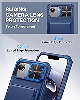 Vista 4 de ATATOO Funda tipo cartera para iPhone 16e, tarjetero integrado (3-5 tarjetas) y funda de cámara deslizante y bloqueo RFID, protección de grado Azul