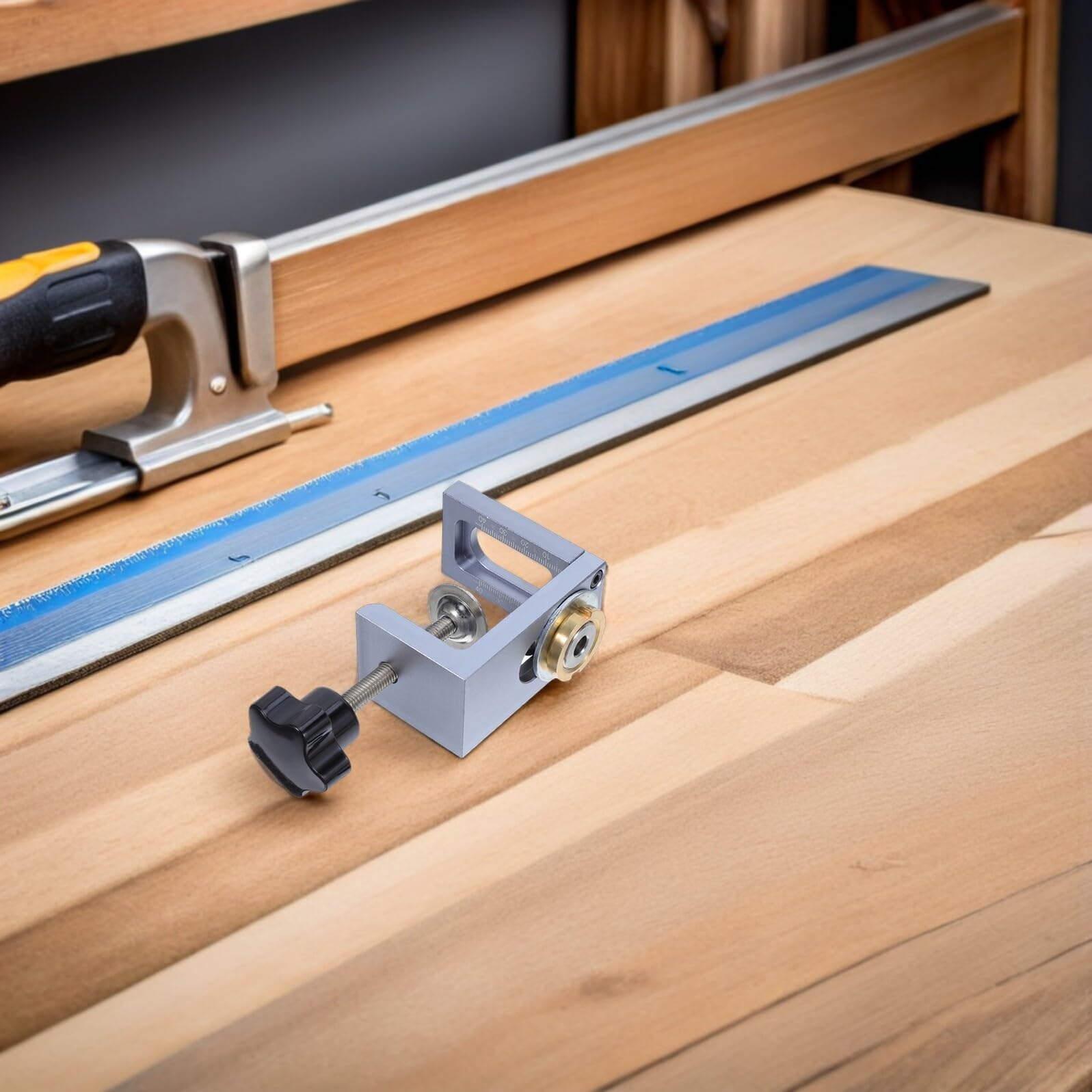 Didiseaon Gabarit de Perçage pour Tourillons 8 MM Kit de Gabarit Auto-Centrant en Métal Réglable Outil de Positionnement Précis pour Travail du Bois et Assemblage de Meubles de Menuiserie