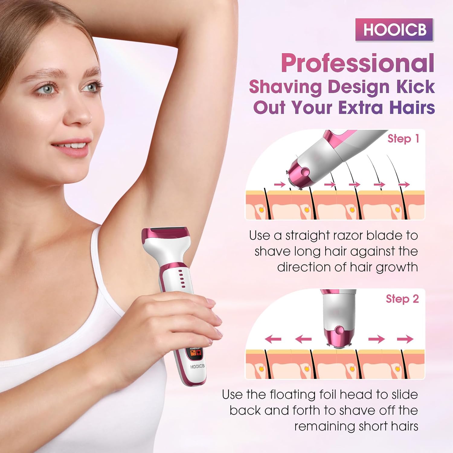 Electric Razors for Women, 5 in 1 Rechargeable Cordless Body Hair Trimmer, Wet and Dry Detachable LED Display Electric Shaver