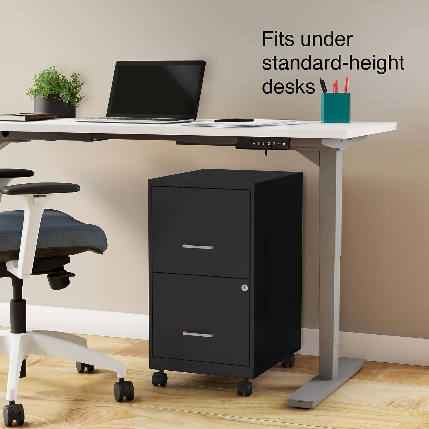 STAPLES Vertical File Cabinet for Letter/Legal Files, 2-Drawer, Letter/Legal Compatible, Locking, Black