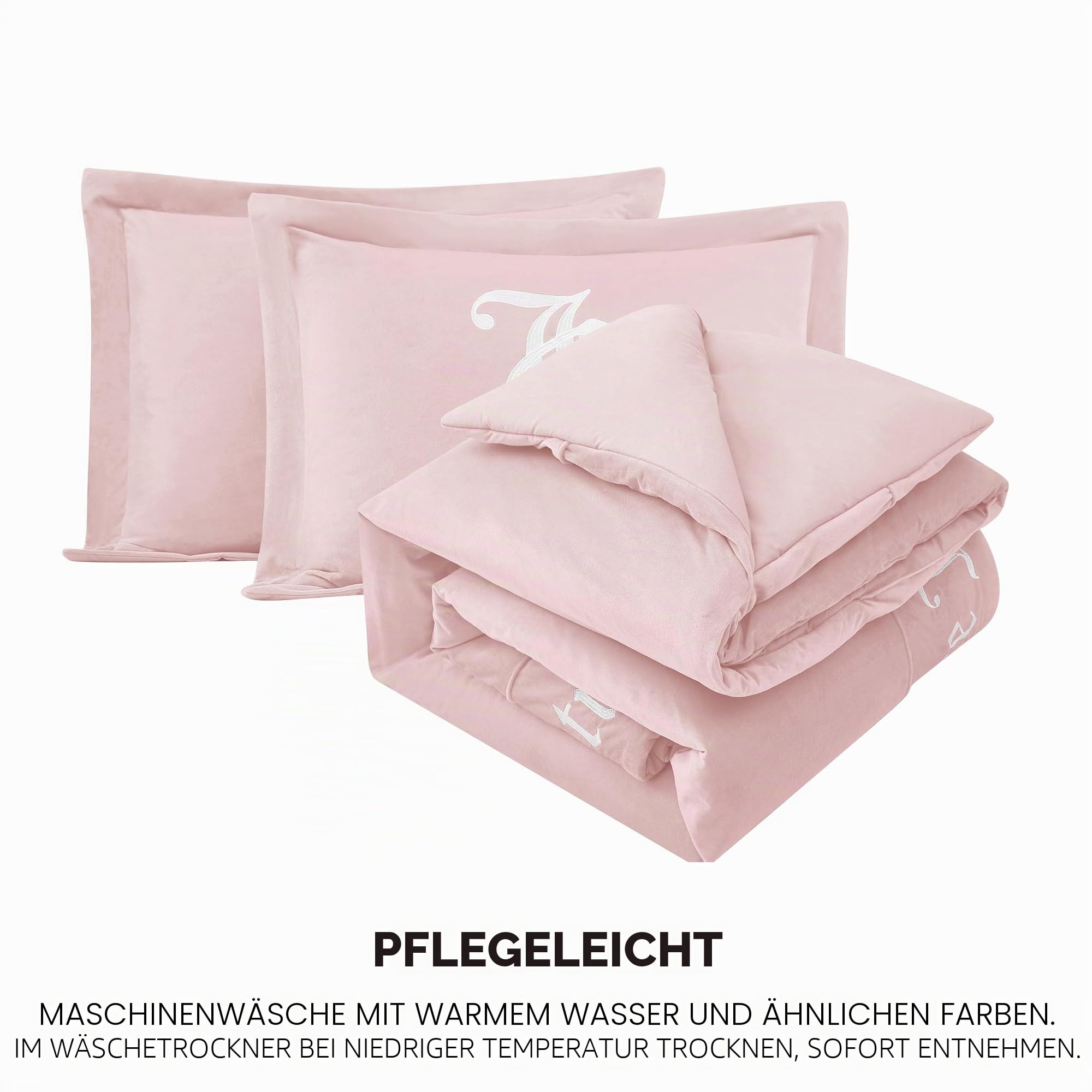 Juicy Couture Bettdecken-Set, Bettwäsche, Gothic-Design, Kingsize, 3-teiliges Set, umfasst (1) Bettdecke 274,3 x 233,7 cm, (2) Kissenbezüge 50,8 x 91,4 cm, knitterarm, Marshmallow-rosa