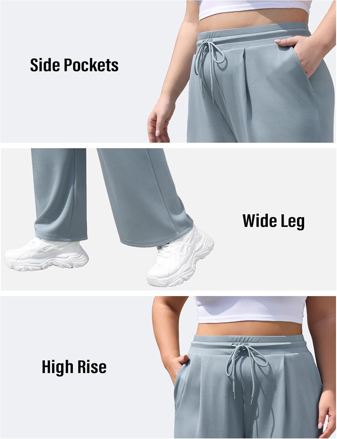 COOTRY Plus Size Straight Leg Sweatpants Women Athletic Workout Yoga Pants Lounge Casual Sweat Pants with 3 Pockets - Image 4