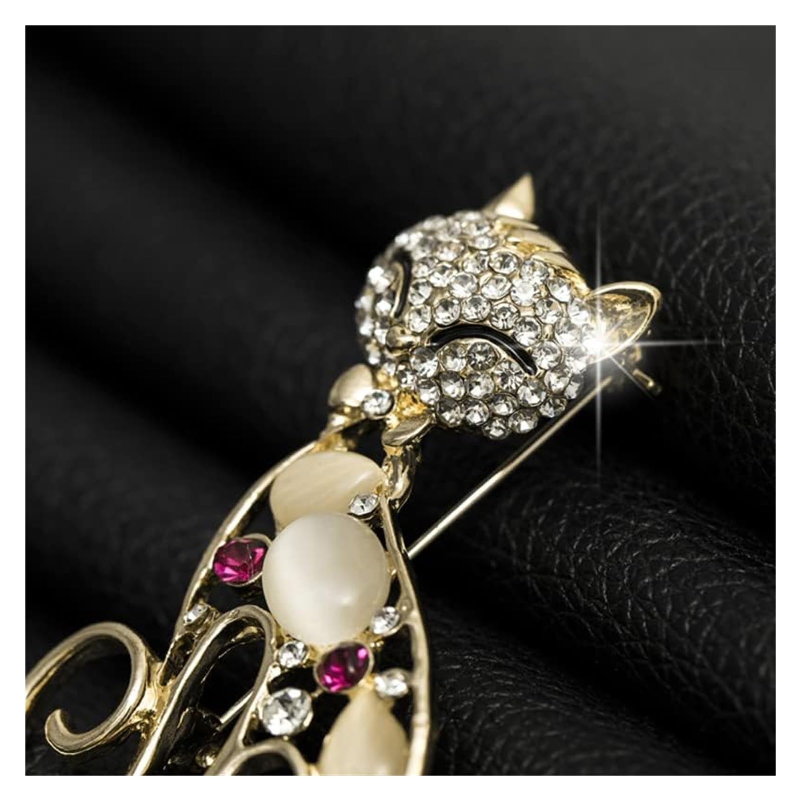 Broche for mujer Ropa Broche de gato Mariposa Diamante de imitación Aleación de mujer Alfileres de animales Ramillete de cristal Pin de solapa Botón de cuello Vestido de fiesta Accesorios ( Color : Gl