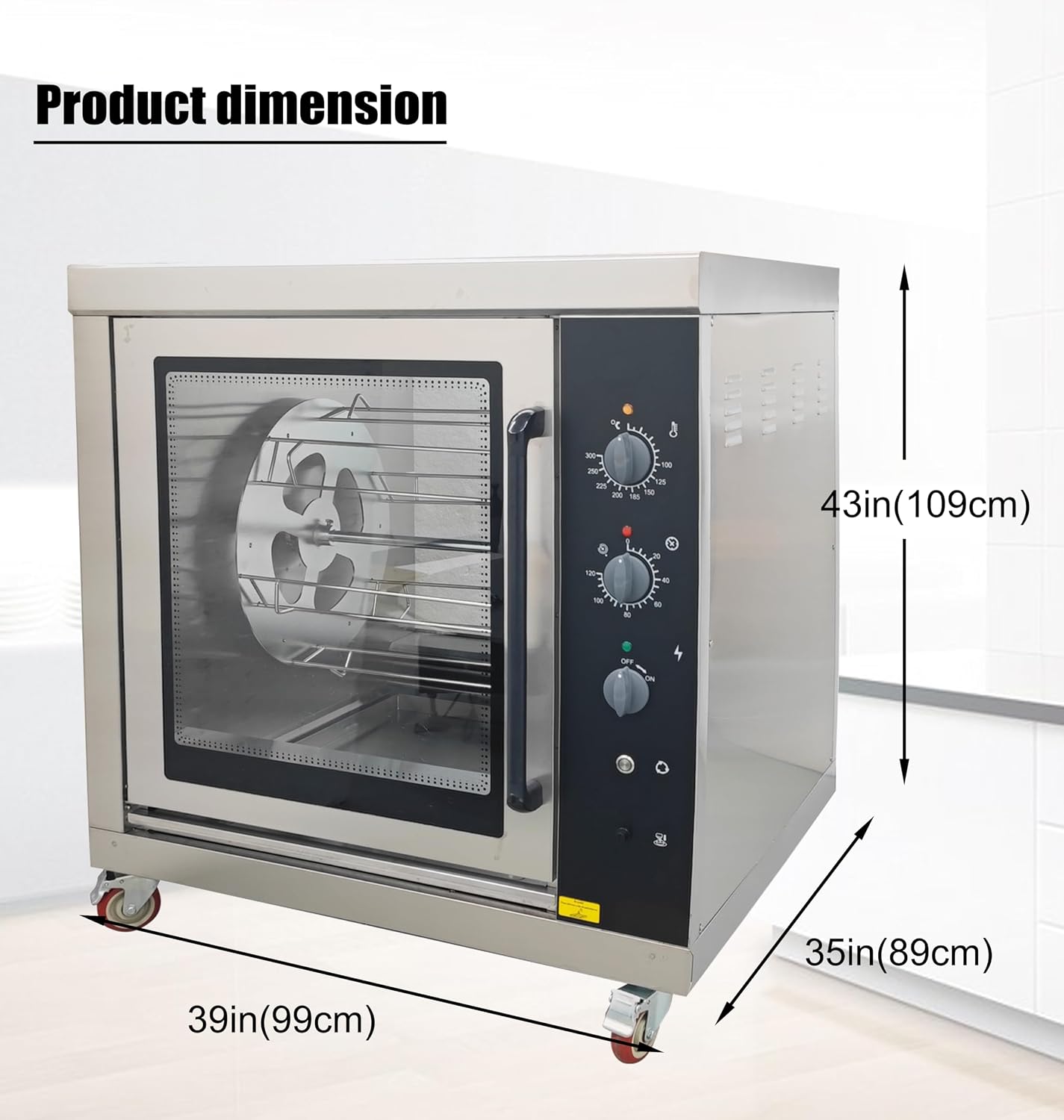 INTSUPERMAI HEJ-201 Commercial Desktop Electric Rotary Chicken Roaster Oven 12KW Stainless Steel Chicken Roaster Machine for 36-42 Chickens, Temperature Control 360° Auto Rotation 220V