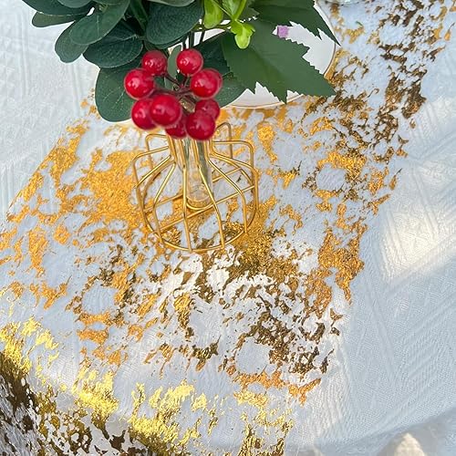 Miniatura 5 de Camino de mesa dorado, rollo de mesa de malla fina dorada metálica con purpurina y lentejuelas de 49 pies, decoración de mesa dorada para fiestas de
