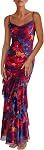 PRETTYGARDEN Maxi Dresses for Women 2026 Summer Tiered Floral Beach Sundress Spaghetti Strap Wedding Guest Long Dress