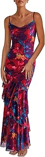 Maxi Dresses for Women 2025 Summer Tiered Floral Beach Sundress Spaghetti Strap Wedding Guest Long Dress