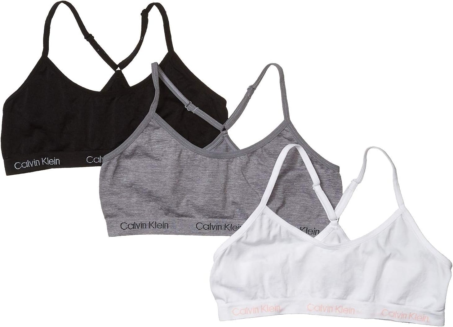 Calvin Klein Kids Girls' Seamless Racerback Bralette 3-Pack