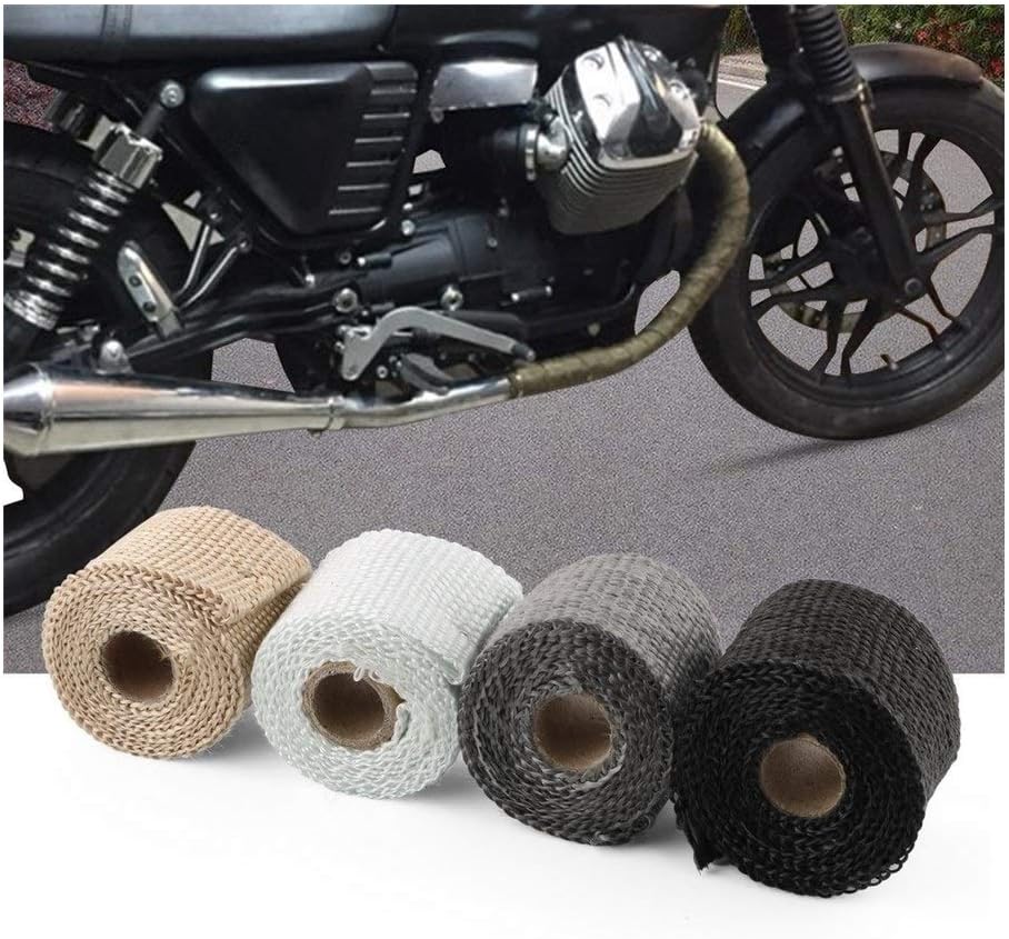 Motorcycle Anti-hot Insulation Tape Heat Insulating Wrap Exhaust Header Pipe Tape Glass Fiber 50mm X 1.5m DaJiKan (Color : C White)