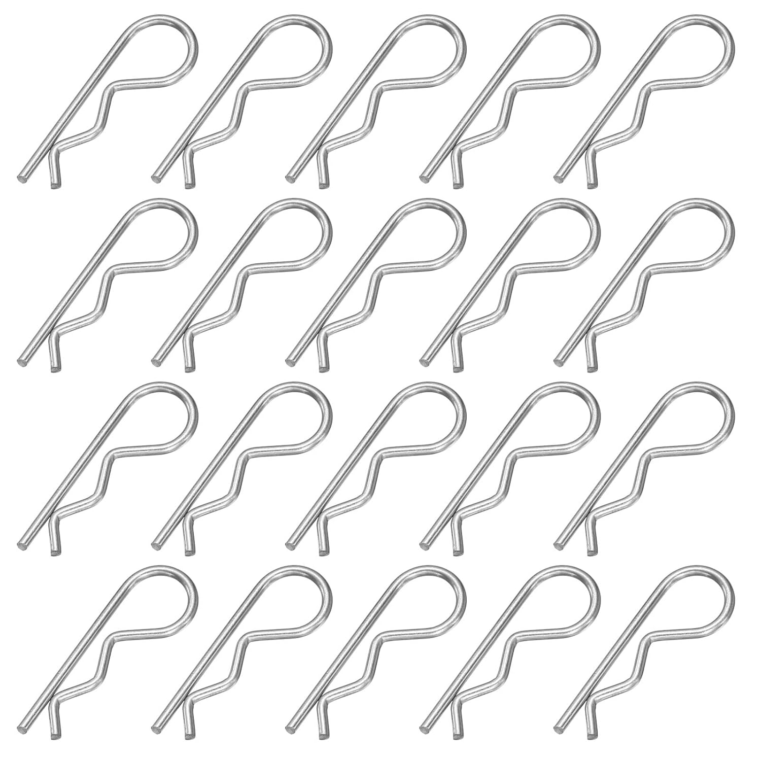 20pcs Cotter Pins (M1.2 x 25mm) - Heavy Duty R Clips Hitch Pin Clip Hardware 304 Stainless Steel Spring Fasteners, for Trailer Locking Lawn Mowers Tractor Carts Truck