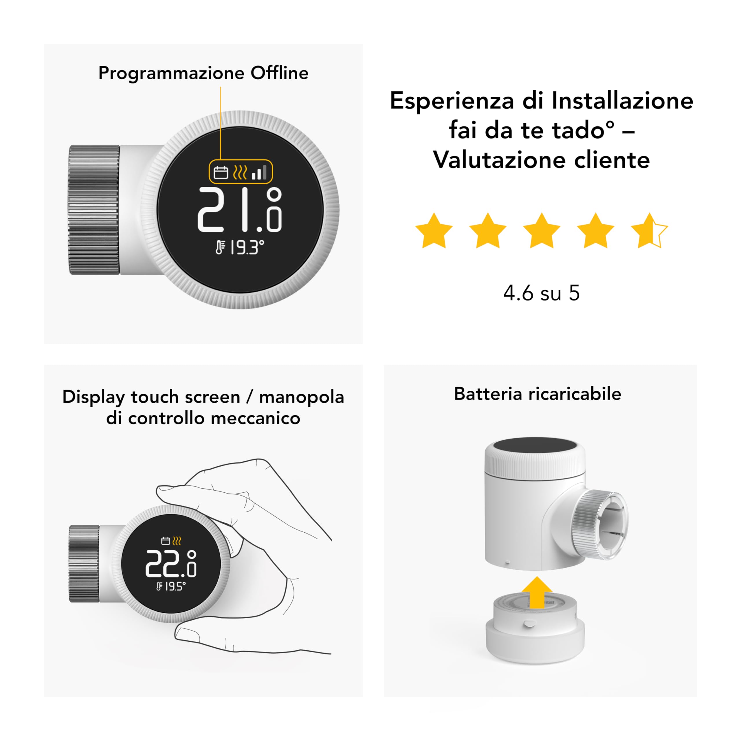 tado° termostato intelligente X, controllo del riscaldamento tramite app e smart speaker (Alexa, Siri, Google Assistant), installazione fai da te