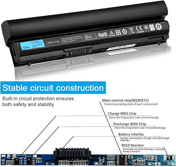 LQM New 65Wh E6230 Laptop Battery for Dell Latitude E6120 E6230 E6320 E6330 E6430s E6220 Series 823F9 7FF1K 312-1241 9GXD5 312-1446 K4CP5 312-1242